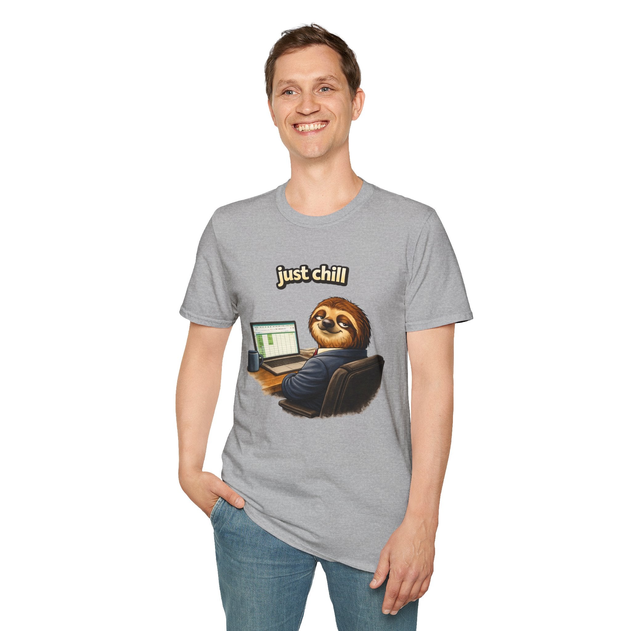 Camiseta con diseño de perezoso "Just Chill" — Camiseta gráfica relajada "Low Effort Club" 