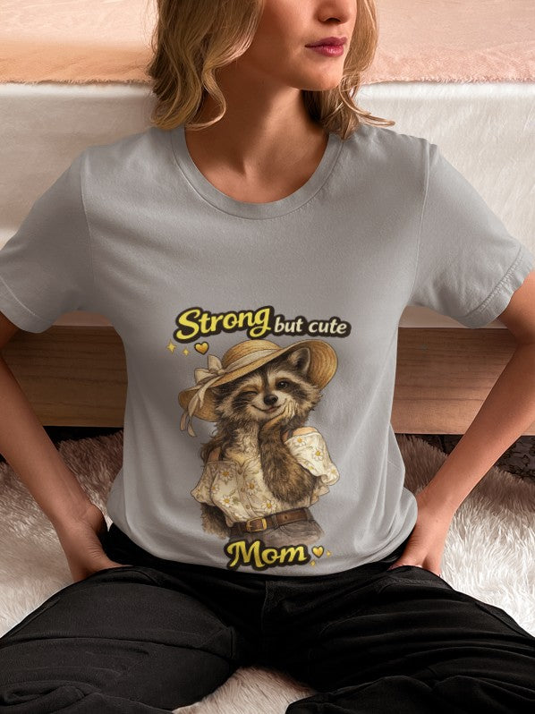Strong but Cute Mom Raccoon T-Shirt – Mother’s Day Gift | Cute Mom Graphic Tee