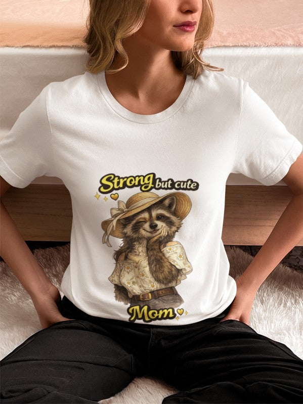 Strong but Cute Mom Raccoon T-Shirt – Mother’s Day Gift | Cute Mom Graphic Tee