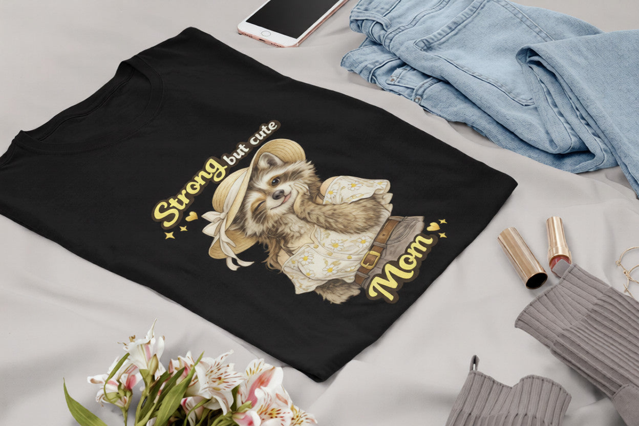 Strong but Cute Mom Raccoon T-Shirt – Mother’s Day Gift | Cute Mom Graphic Tee
