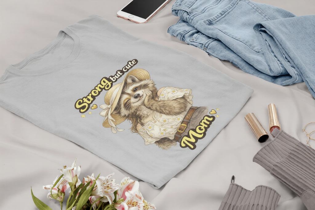 Strong but Cute Mom Raccoon T-Shirt – Mother’s Day Gift | Cute Mom Graphic Tee