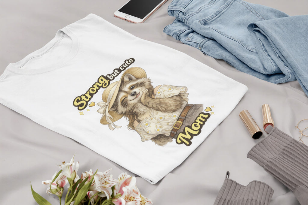 Strong but Cute Mom Raccoon T-Shirt – Mother’s Day Gift | Cute Mom Graphic Tee