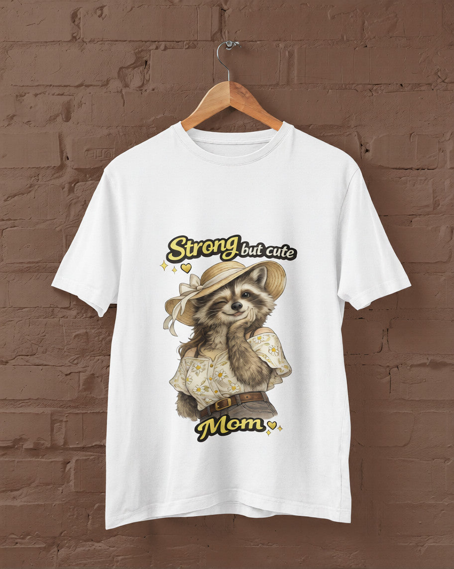 Strong but Cute Mom Raccoon T-Shirt – Mother’s Day Gift | Cute Mom Graphic Tee