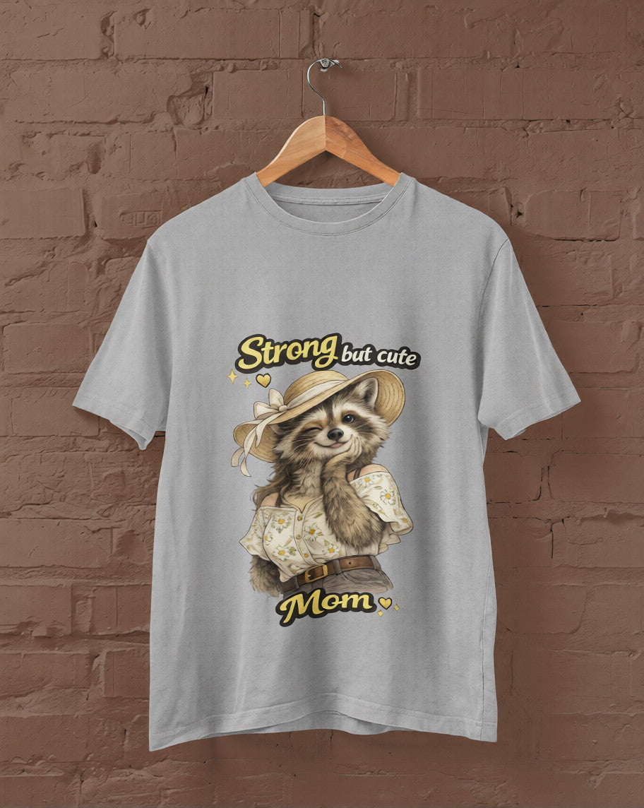 Strong but Cute Mom Raccoon T-Shirt – Mother’s Day Gift | Cute Mom Graphic Tee