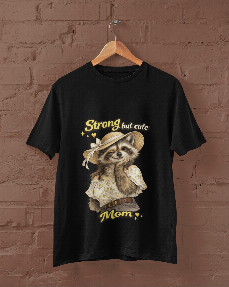 Strong but Cute Mom Raccoon T-Shirt – Mother’s Day Gift | Cute Mom Graphic Tee