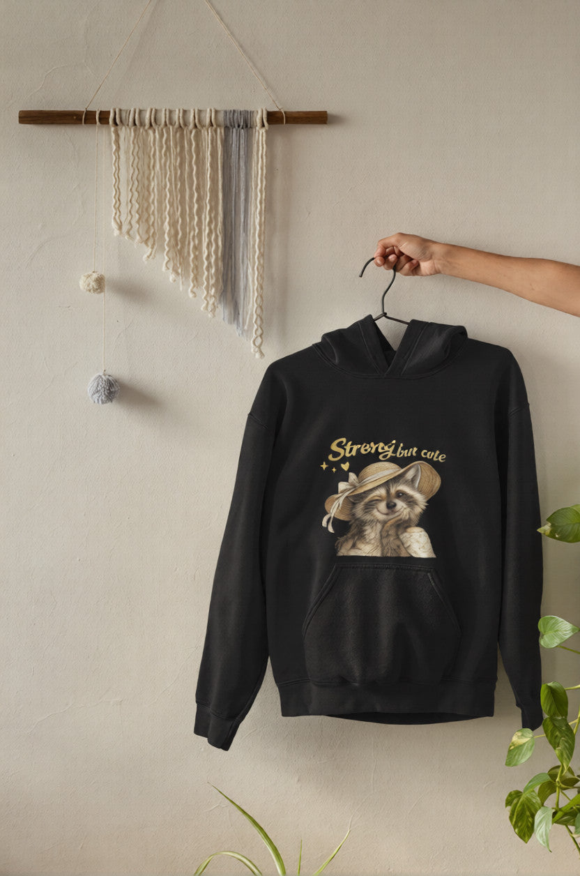 Strong But Cute Raccoon Hoodie | Gift for Mom & Women