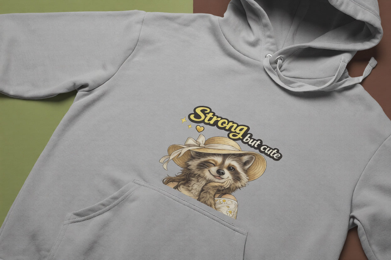 Strong But Cute Raccoon Hoodie | Gift for Mom & Women