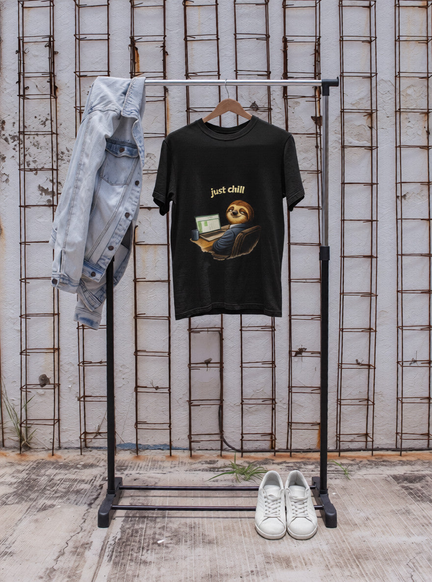 Just Chill Sloth Design T-Shirt —  Relaxed Graphic Tee