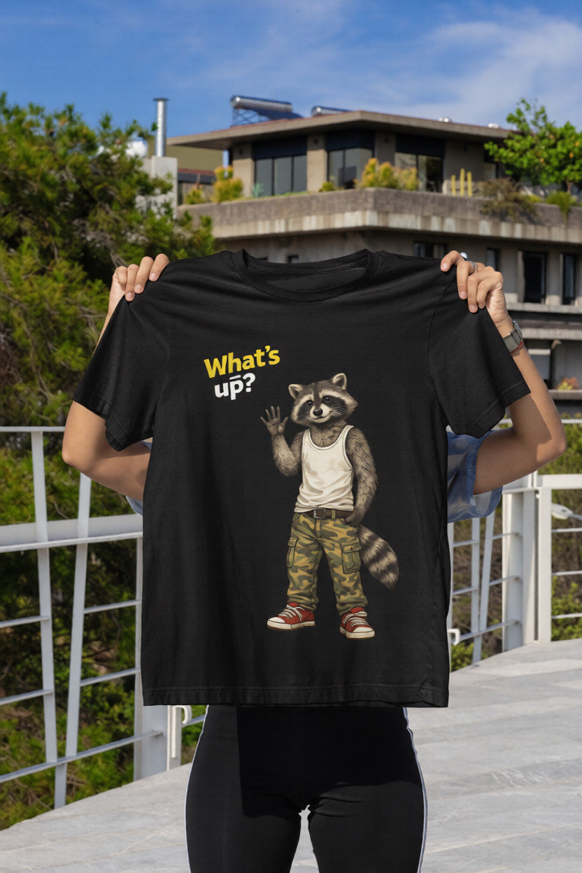What’s Up Raccoon T-Shirt | Streetwear Animal Tee