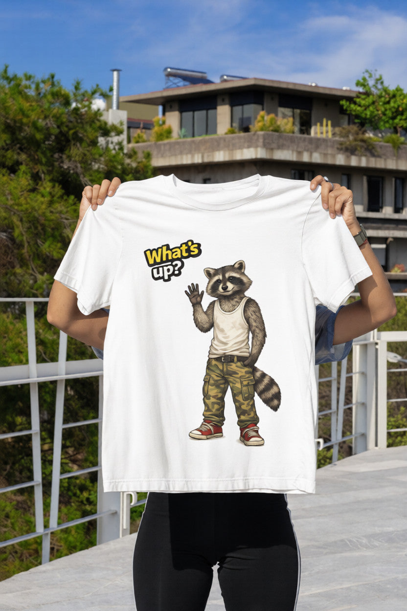 What’s Up Raccoon T-Shirt | Streetwear Animal Tee
