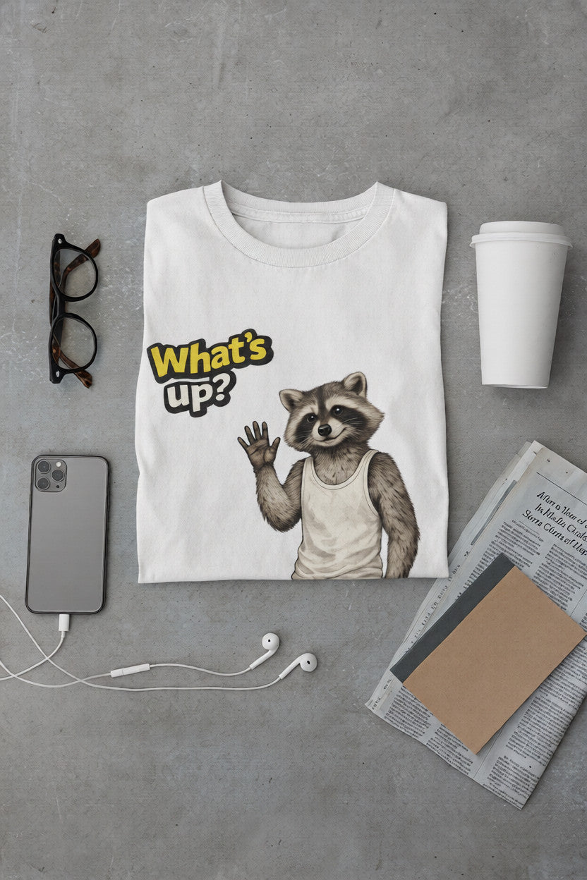 What’s Up Raccoon T-Shirt | Streetwear Animal Tee