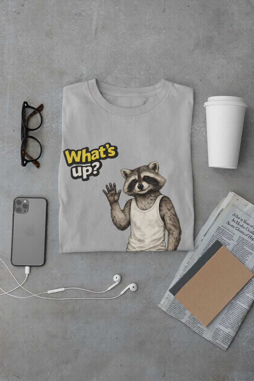 What’s Up Raccoon T-Shirt | Streetwear Animal Tee