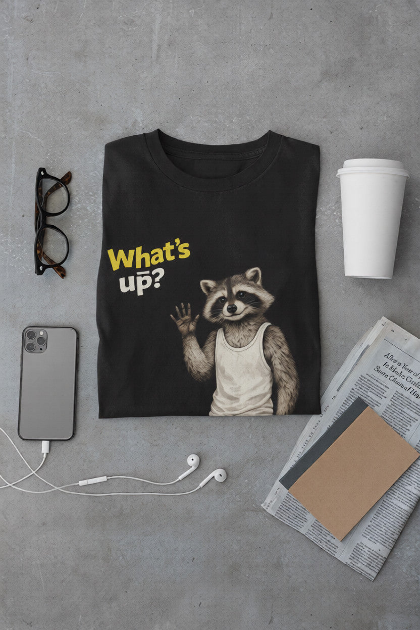 What’s Up Raccoon T-Shirt | Streetwear Animal Tee
